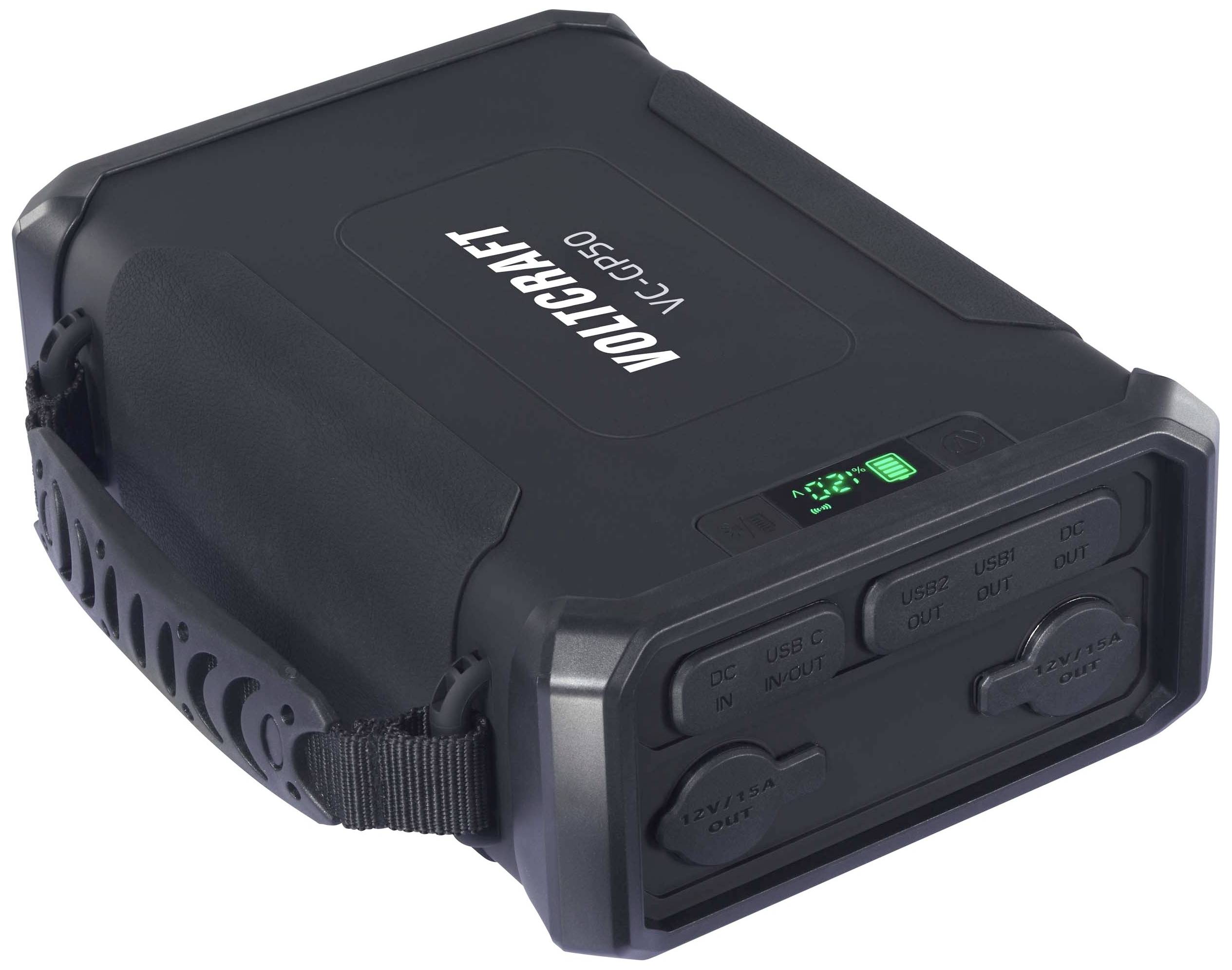 VOLTCRAFT VC-GP50 Powerbank 96000 mAh USB PD 2.0 Li-Ion Schwarz (matt) gleichzeitiges Laden und Entladen, LED Taschenlampe