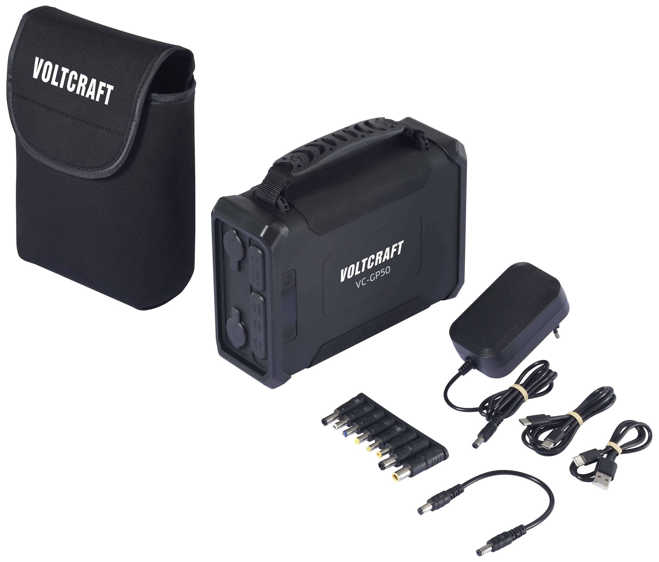 VOLTCRAFT VC-GP50 Powerbank 96000 mAh USB PD 2.0 Li-Ion Schwarz (matt) gleichzeitiges Laden und Entladen, LED Taschenlampe
