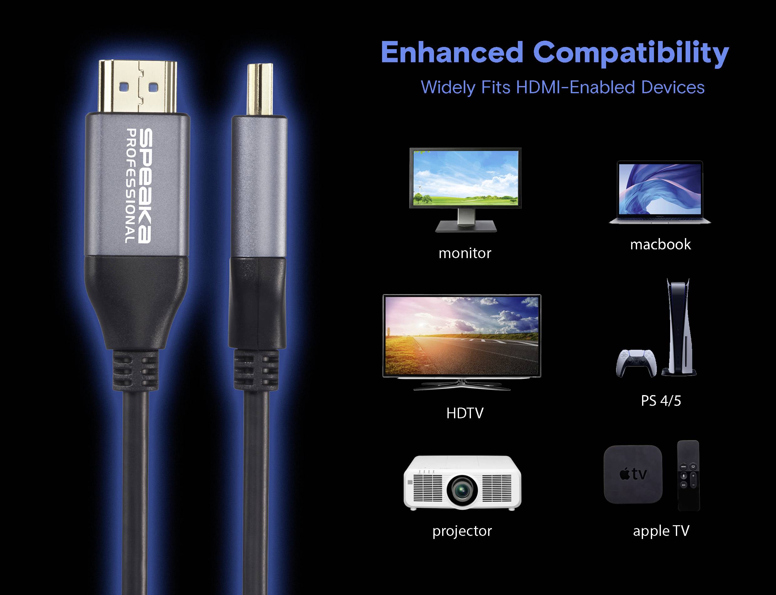 SpeaKa Professional HDMI / Glasfaser Anschlusskabel HDMI-A Stecker, HDMI-A Stecker 40m Schwarz SP-12842672 8K UHD, AOC Aktives