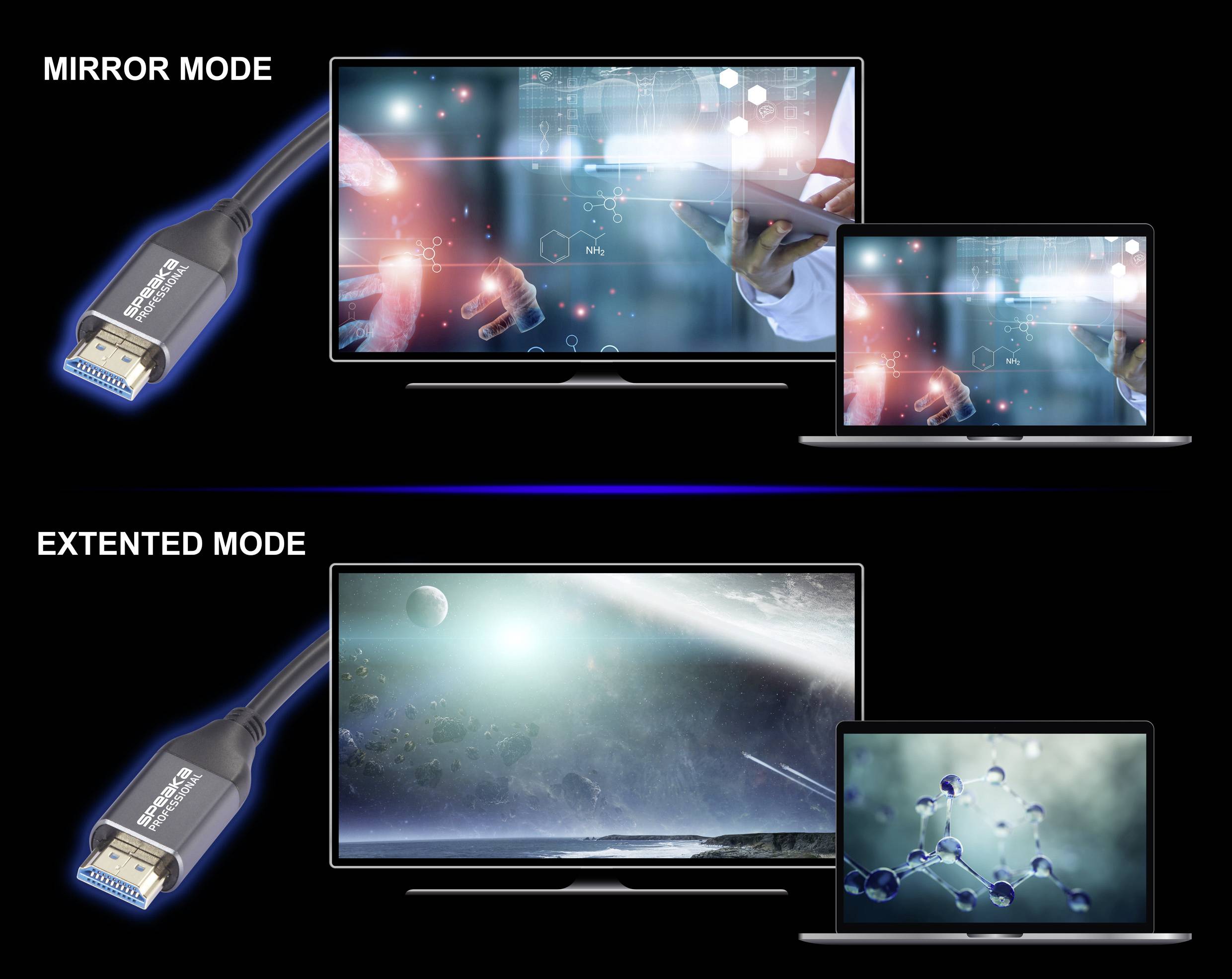 SpeaKa Professional HDMI / Glasfaser Anschlusskabel HDMI-A Stecker, HDMI-A Stecker 10m Schwarz SP-12842660 8K UHD, AOC Aktives