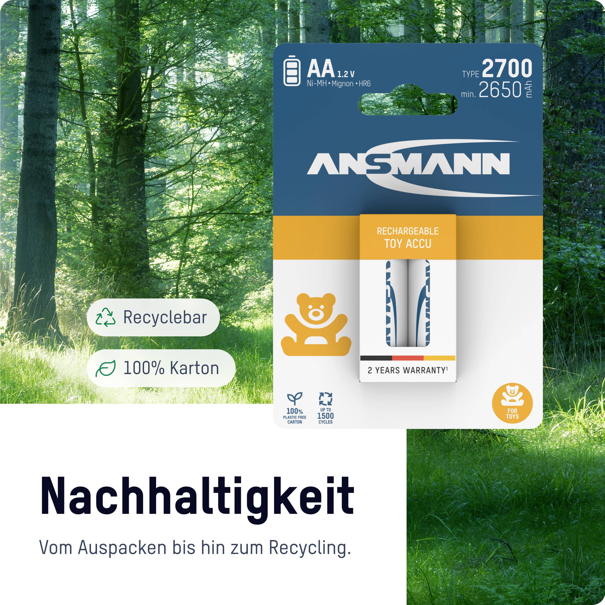 Ansmann 1312-0037 Mignon (AA)-Akku NiMH 2650 mAh 1.2 V 2 St.