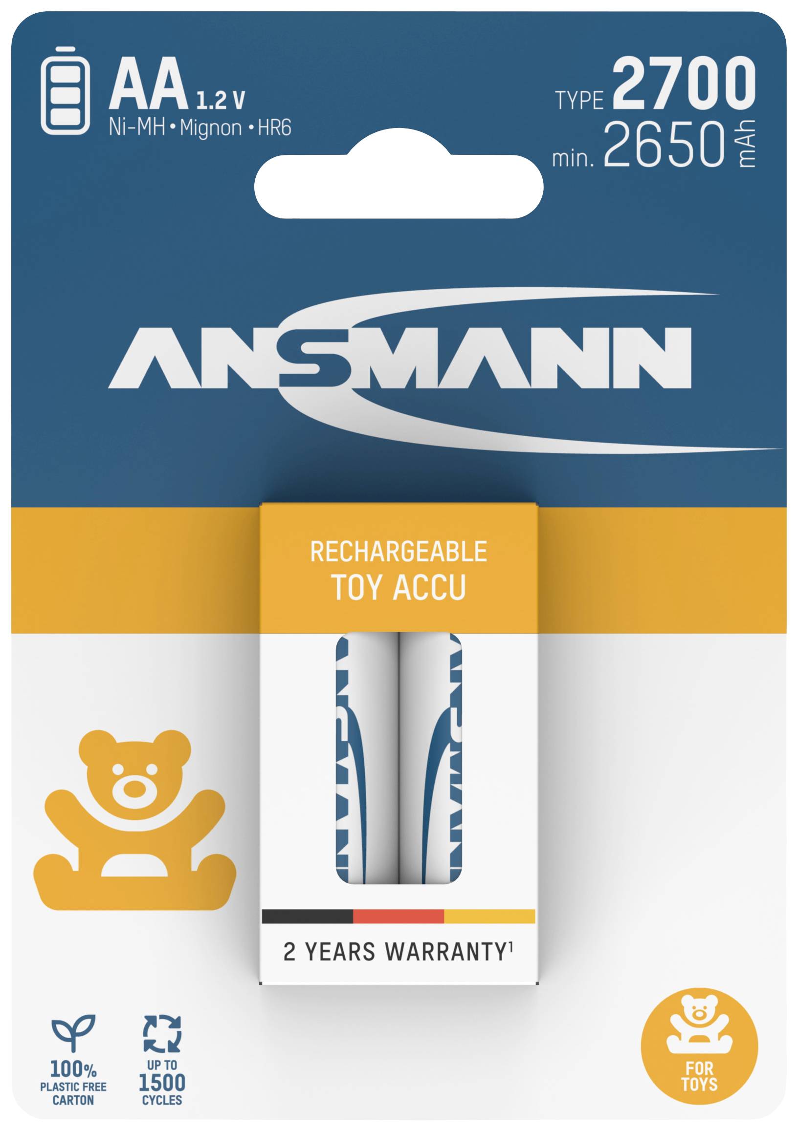 Ansmann 1312-0037 Mignon (AA)-Akku NiMH 2650 mAh 1.2 V 2 St.