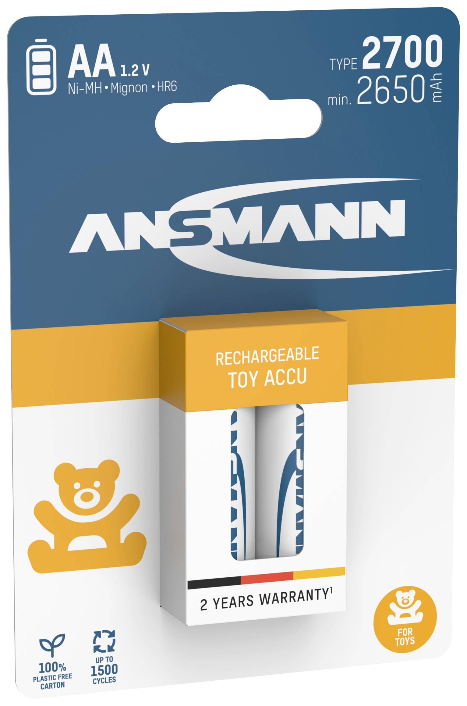 Ansmann 1312-0037 Mignon (AA)-Akku NiMH 2650 mAh 1.2 V 2 St.
