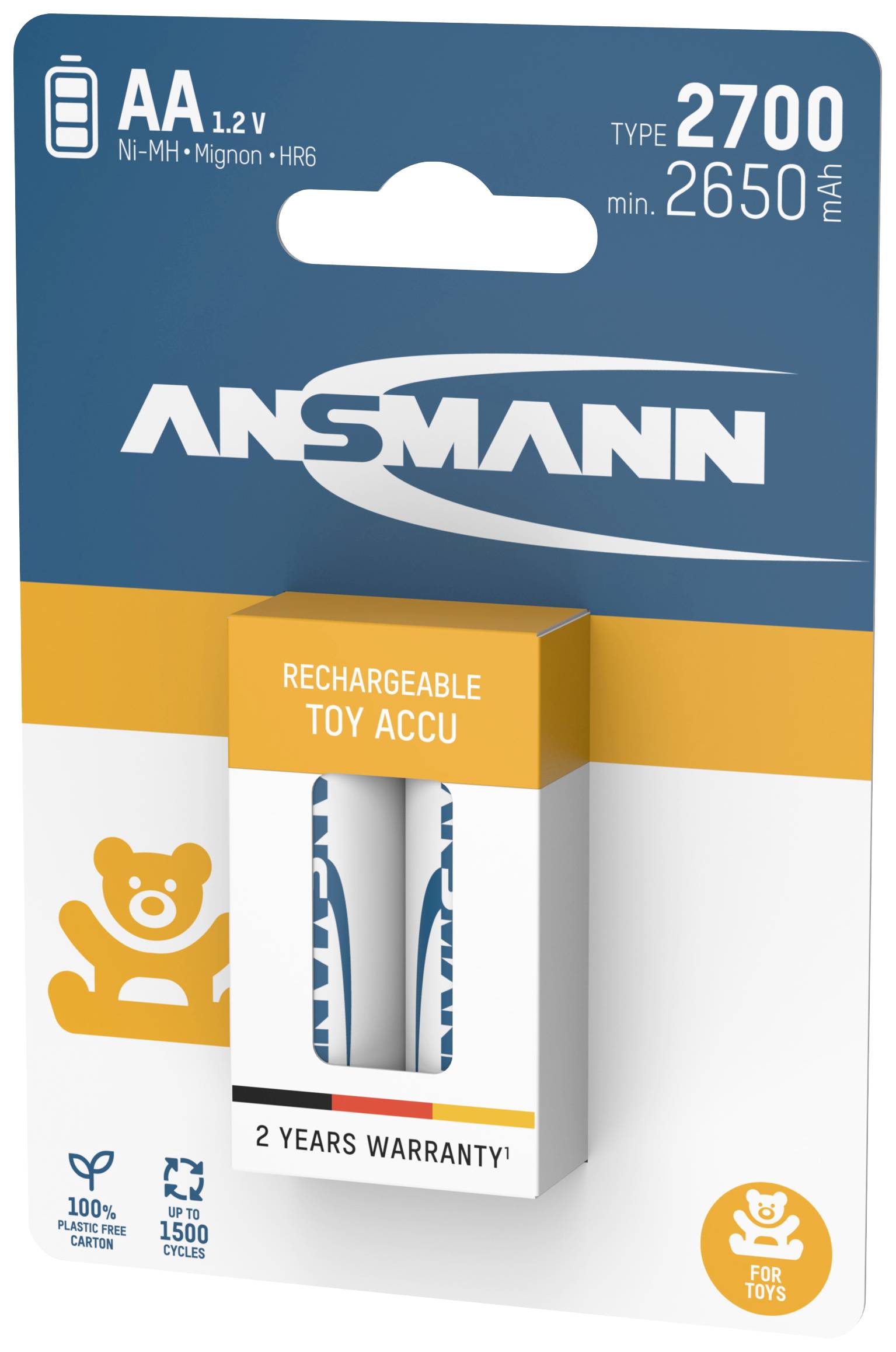 Ansmann 1312-0037 Mignon (AA)-Akku NiMH 2650 mAh 1.2 V 2 St.