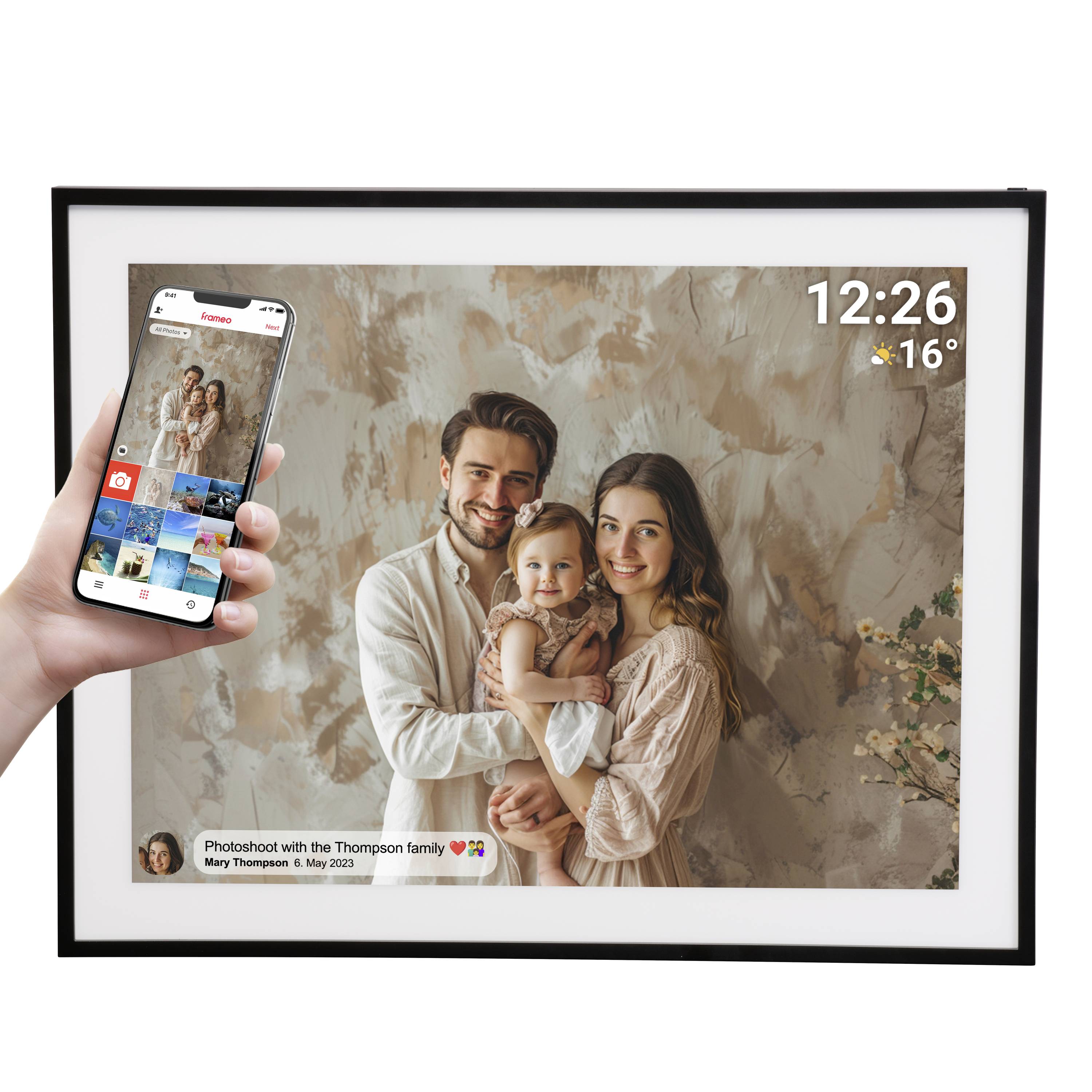 Denver PFF1970 Digitaler WiFi-Bilderrahmen 48.3cm 19 Zoll EEK: E (A - G) 1280 x 720 Pixel 32GB Schwarz