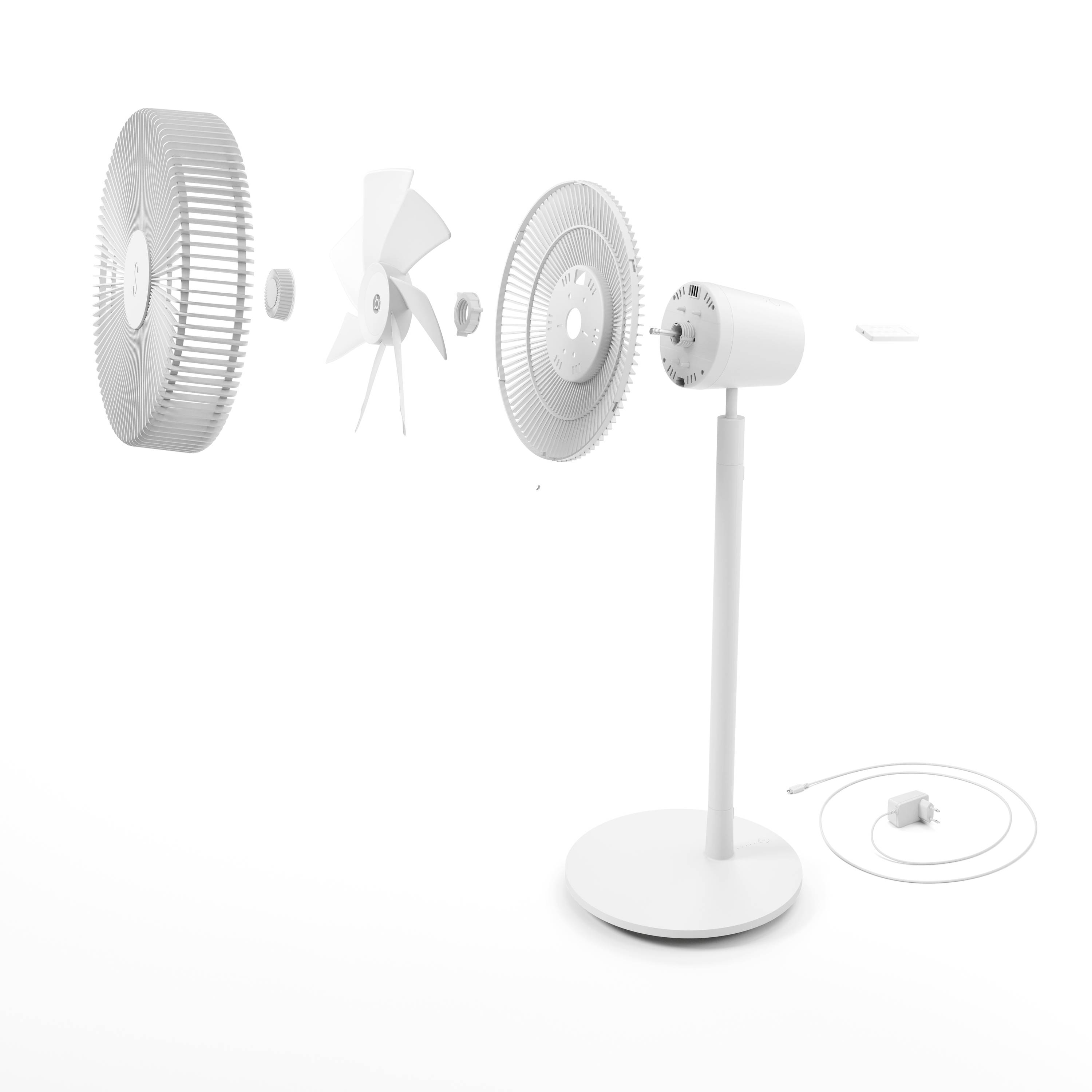 Stadler Form Finn mobile Akku-Ventilator Weiß mit Akku, mit Fernbedienung, Timer, Höhenverstellbar, Schwenkbar