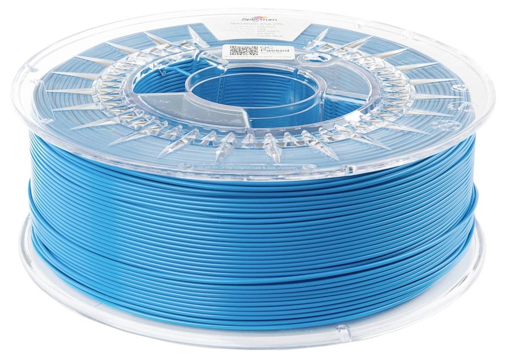 Blaues PLA-Filament auf transparenter Spule für 3D-Drucker, hergestellt von ColorFabb.