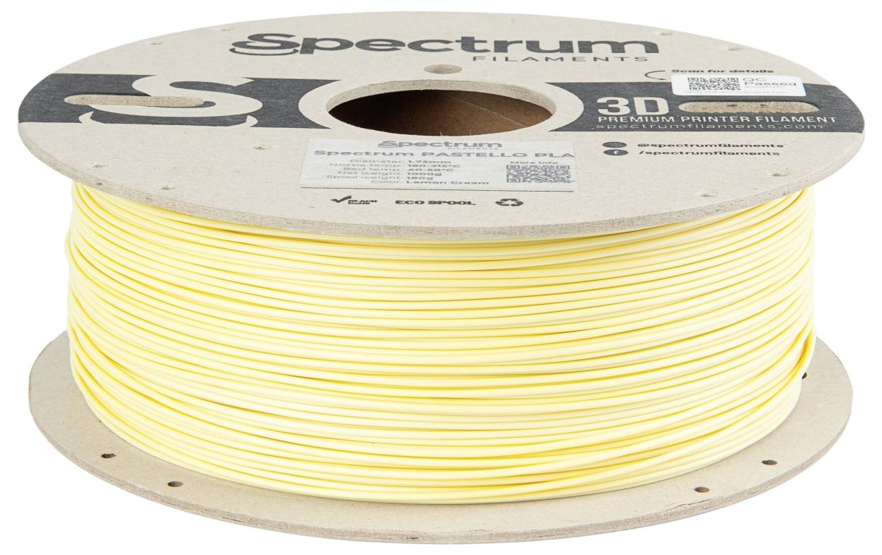 Gelbe Spule mit 3D-Drucker-Filament der Marke Spectrum.