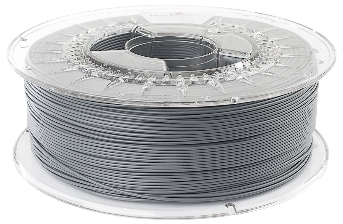 Eine Rolle mit grauem 3D-Drucker-Filament.