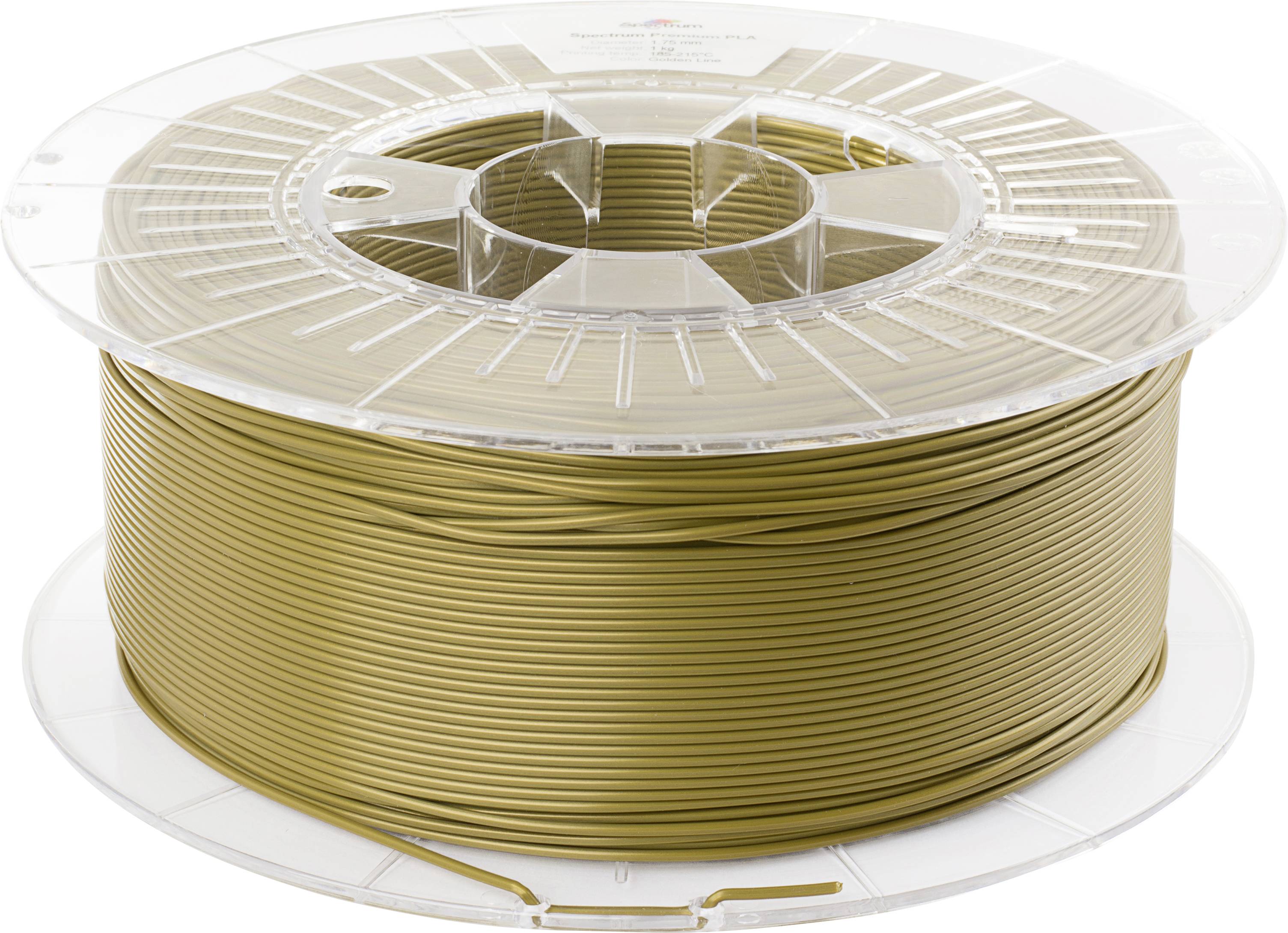 Eine Rolle mit goldenem 3D-Drucker-Filament.