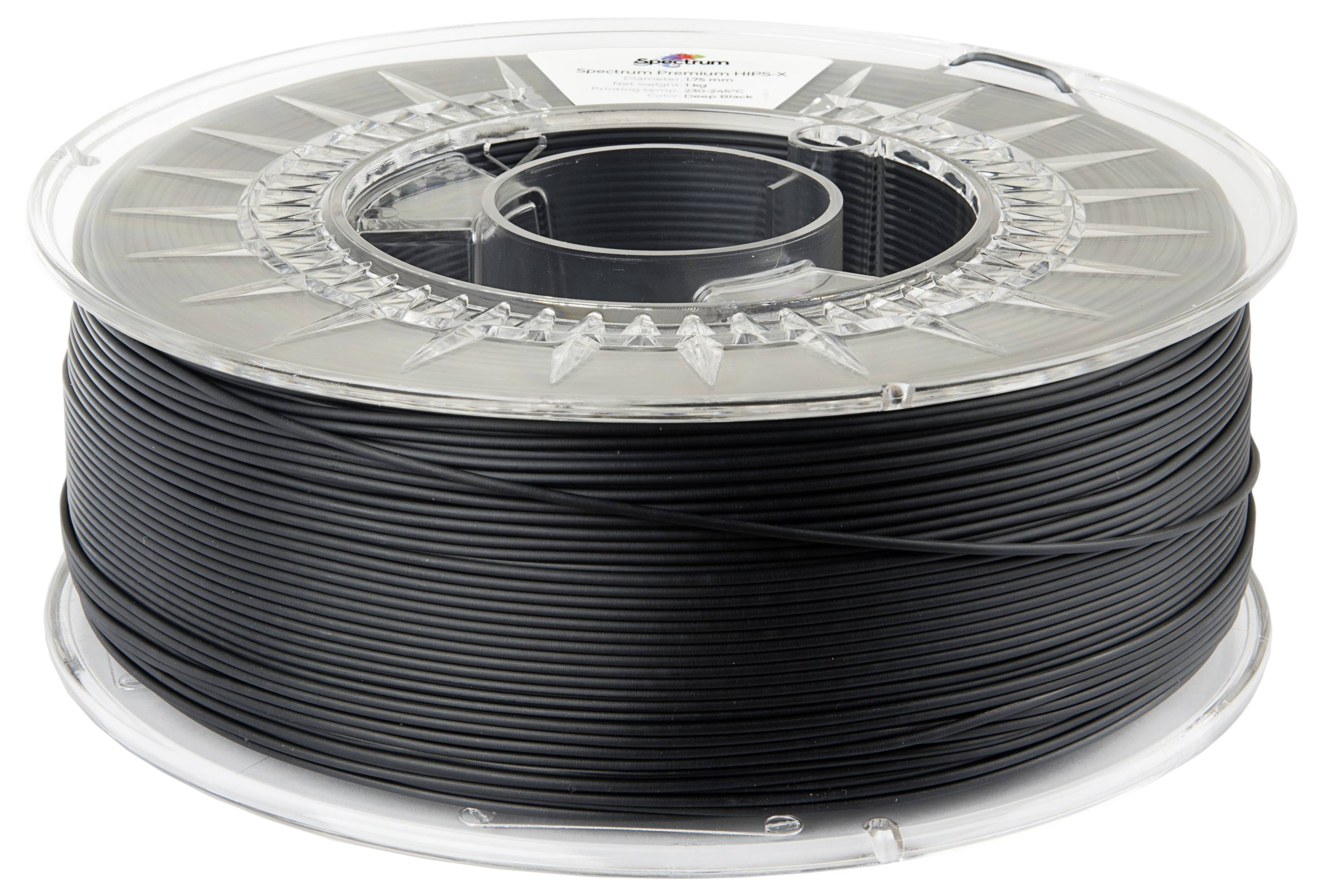 Eine Rolle mit schwarzem 3D-Drucker-Filament.