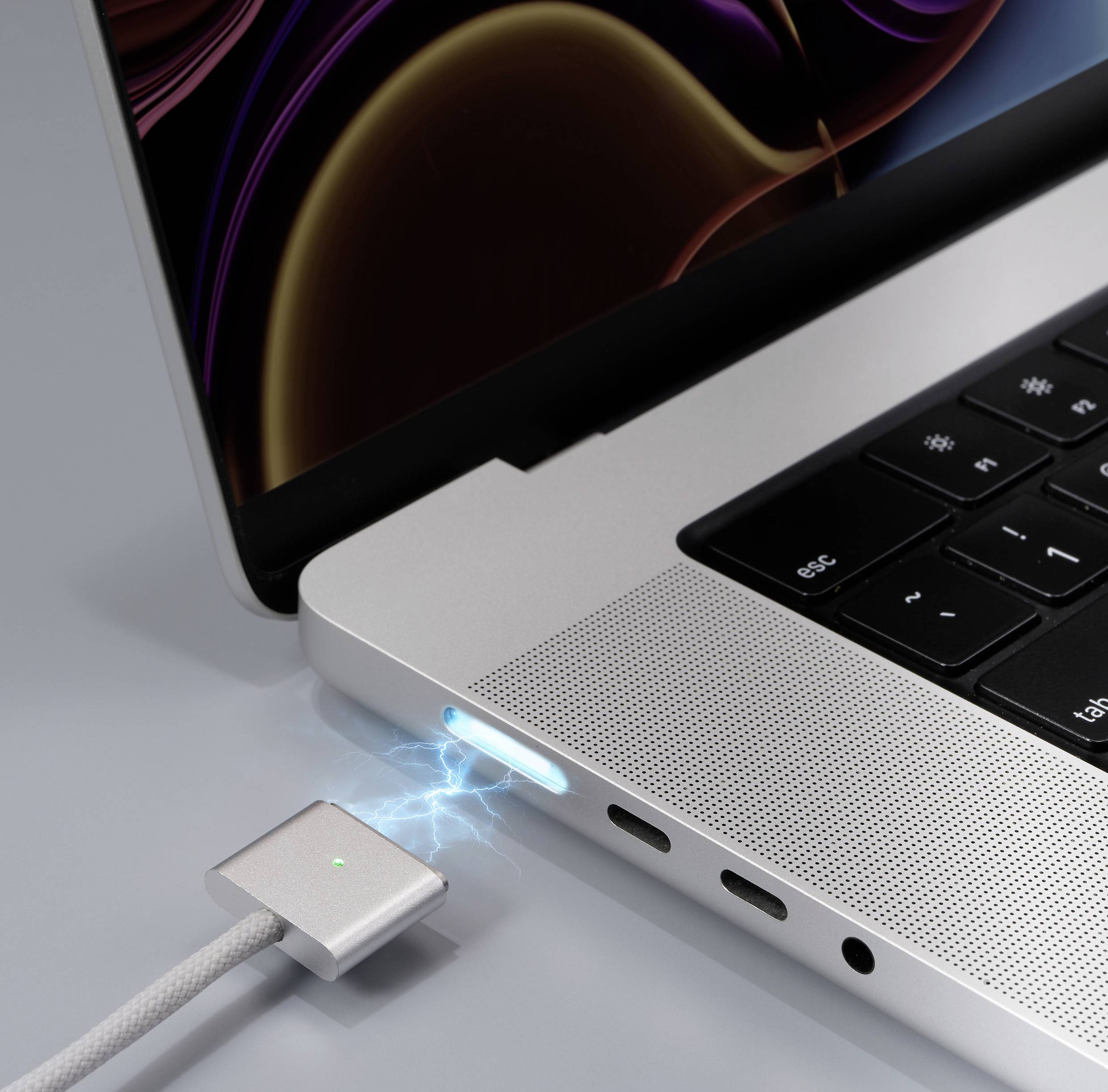 Renkforce USB-Ladekabel USB-C®, Magsafe 3 1.00m Weiß magnetischer Stecker RF-6437914