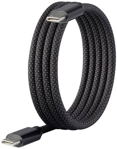 Renkforce USB-Kabel USB 2.0 USB-C® Stecker, USB-C® Stecker 1.00 m Schwarz mit magnetischer Aufwickl
