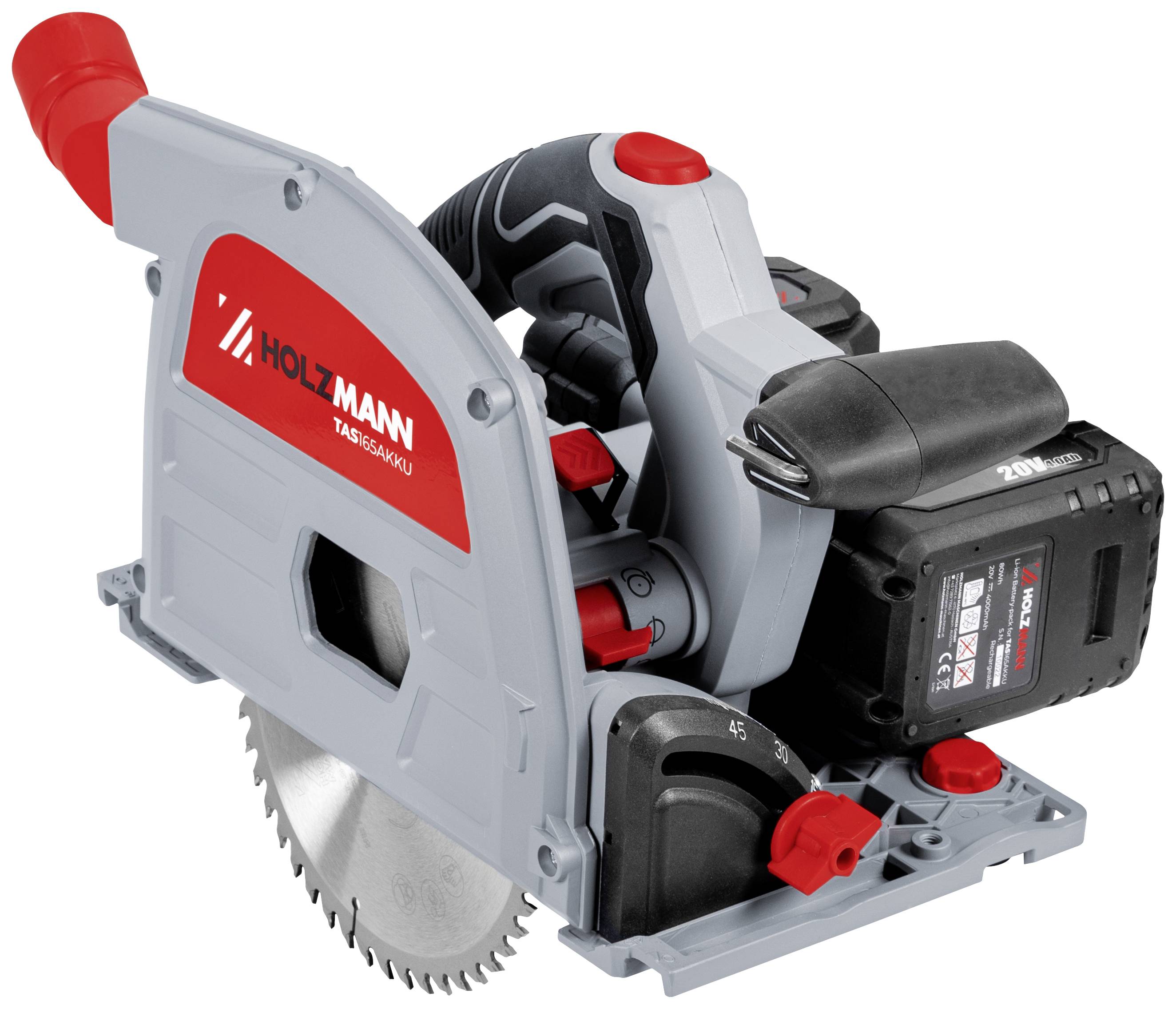 Holzmann Maschinen TAS165AKKU Akku-Tauchsäge Schnitttiefe max. (90°) 59mm 20V 4000 mAh