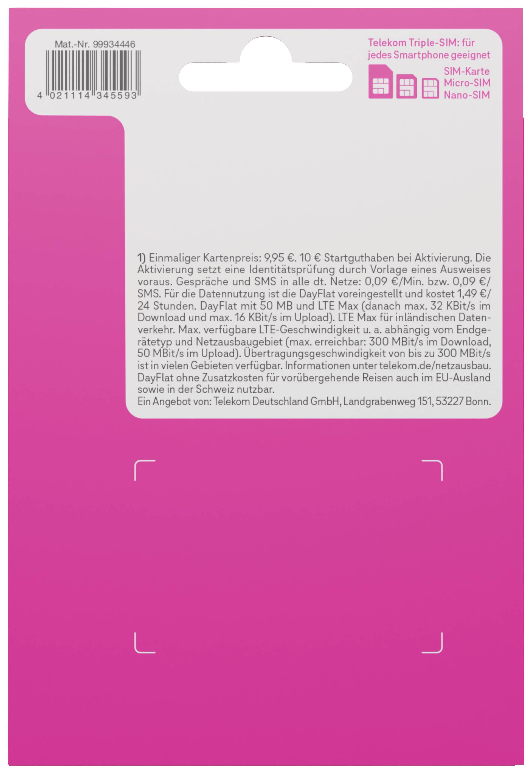 Telekom Magenta Mobil BASIC Prepaid-Karte ohne Vertragsbindung