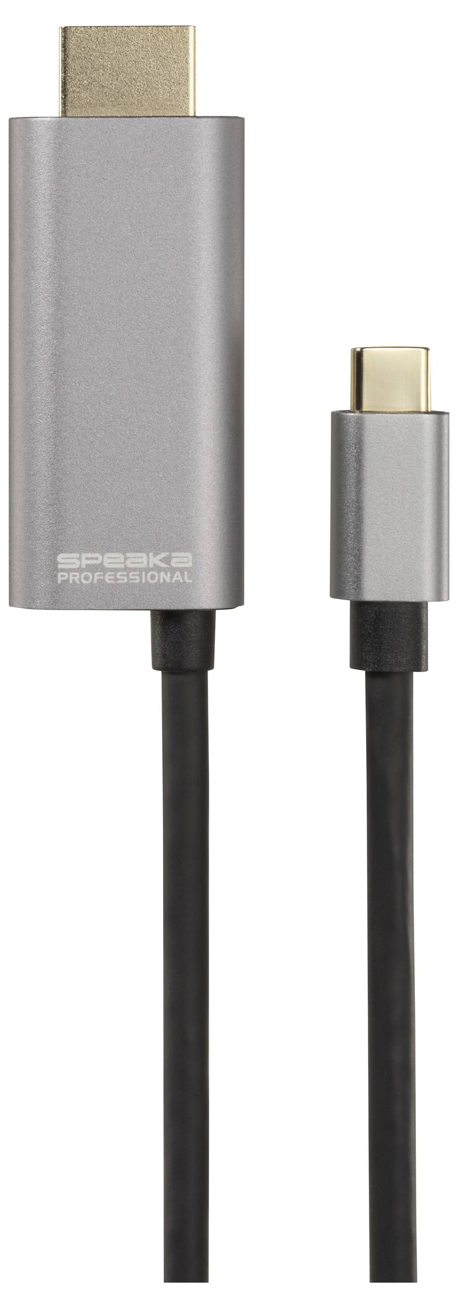 SpeaKa Professional USB-C® / HDMI Adapterkabel USB-C® Stecker, HDMI-A Stecker, USB-C® Buchse 1.50m Schwarz SP-12866472 4K UHD