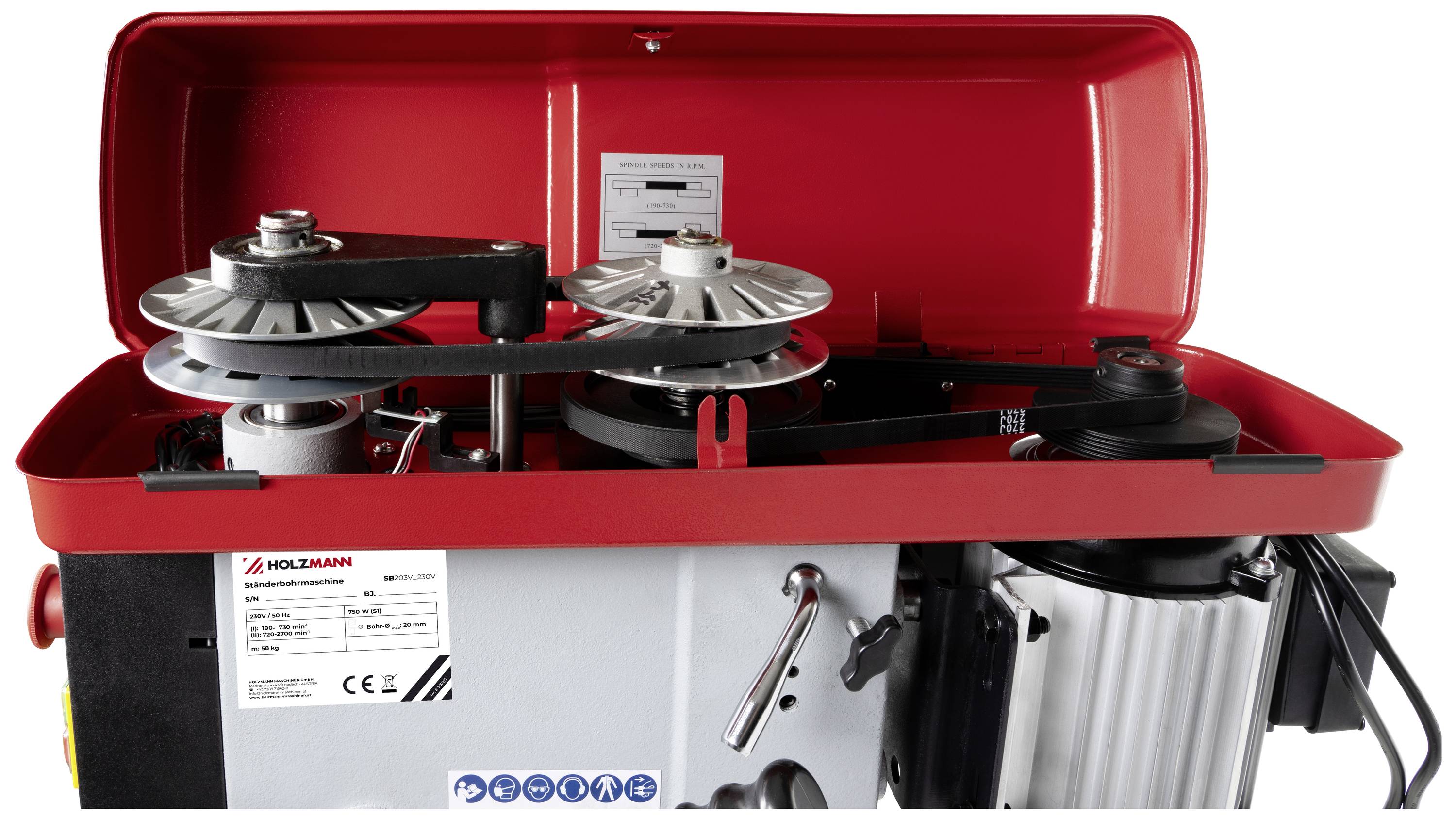 Holzmann Maschinen SB203V_230V Ständerbohrmaschine 750W Gesamt-Höhe 1125mm 230V