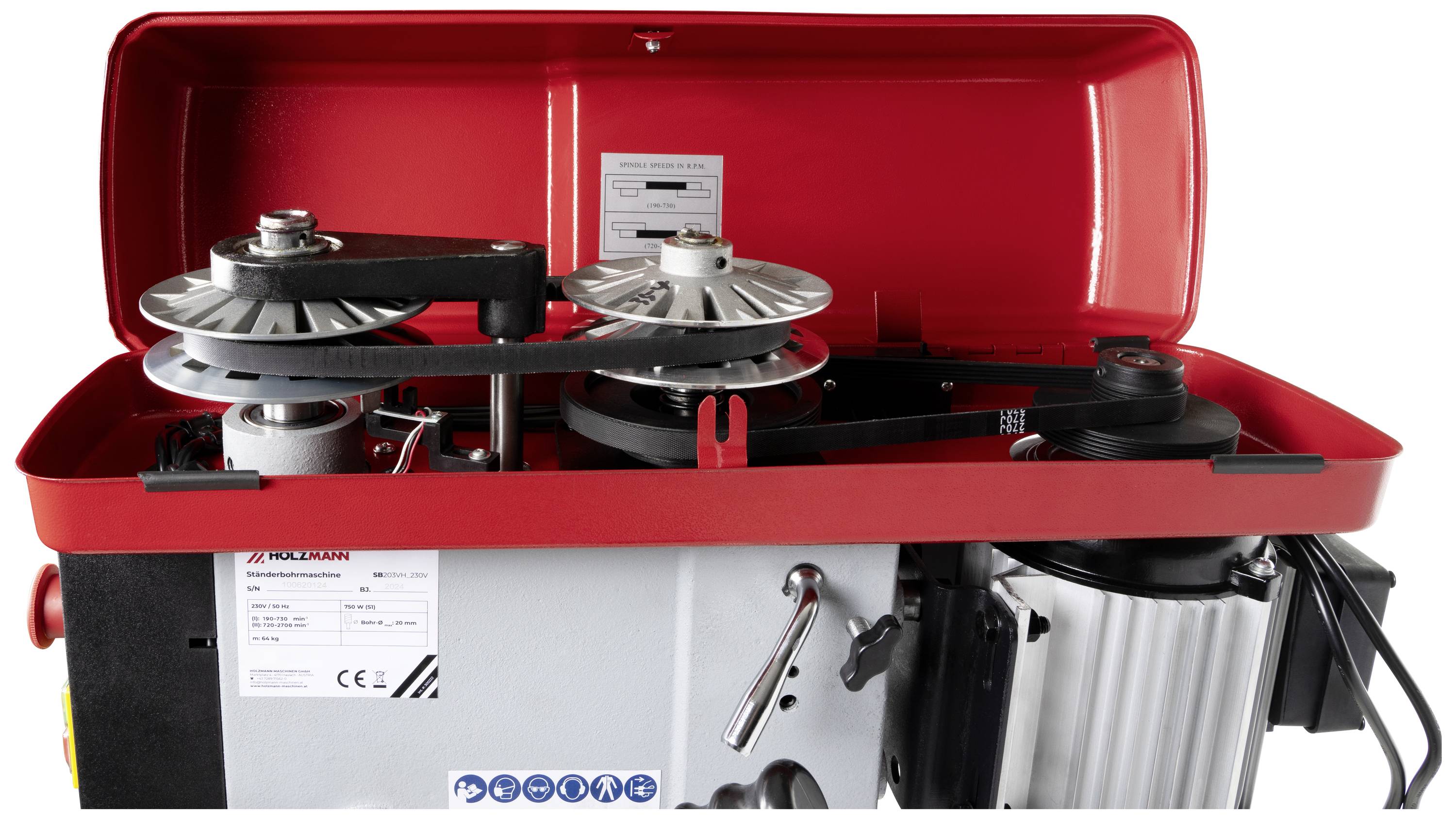 Holzmann Maschinen SB203VH_230V Ständerbohrmaschine 750W Gesamt-Höhe 1710mm 230V