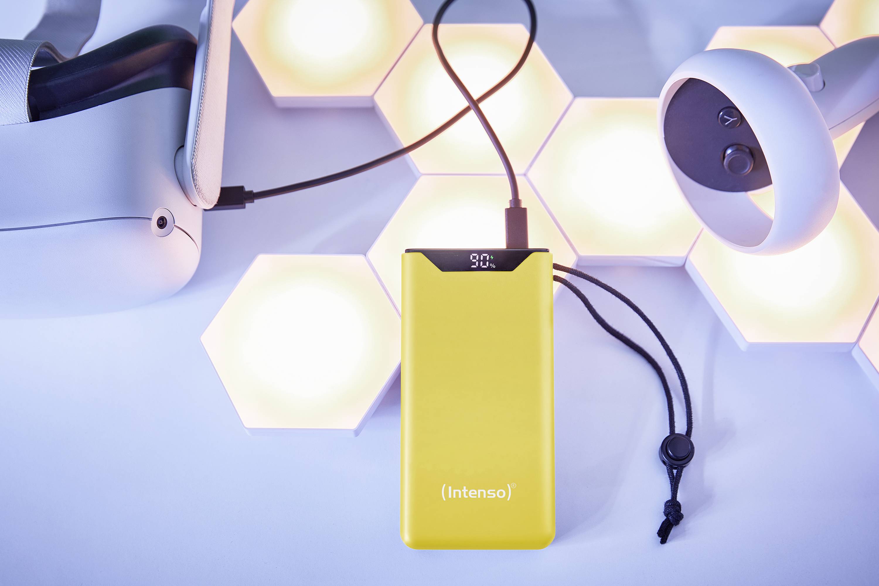 Intenso F10000 Powerbank 10000 mAh Quick Charge, USB PD LiPo USB-A, USB-C® Gelb Statusanzeige