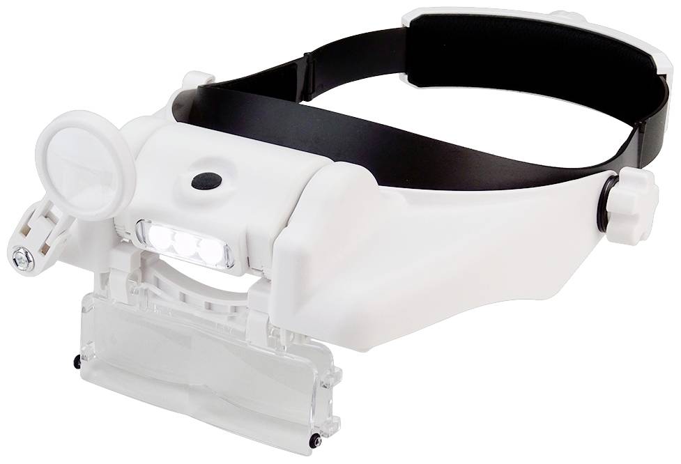 Donau Elektronik KBLP60 Premium Kopflupe mit LED-Beleuchtung Vergrößerungsfaktor: 1.5 x, 2 x, 3.5 x, 8 x, 9.5 x, 11.5 x Weiß