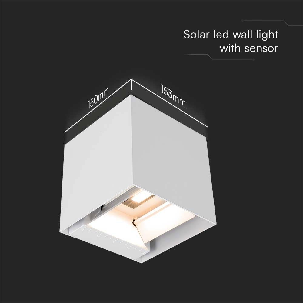 V-TAC VT-11109-W 11886 Solar-Außenwandleuchte mit Bewegungsmelder LED 9W Weiß