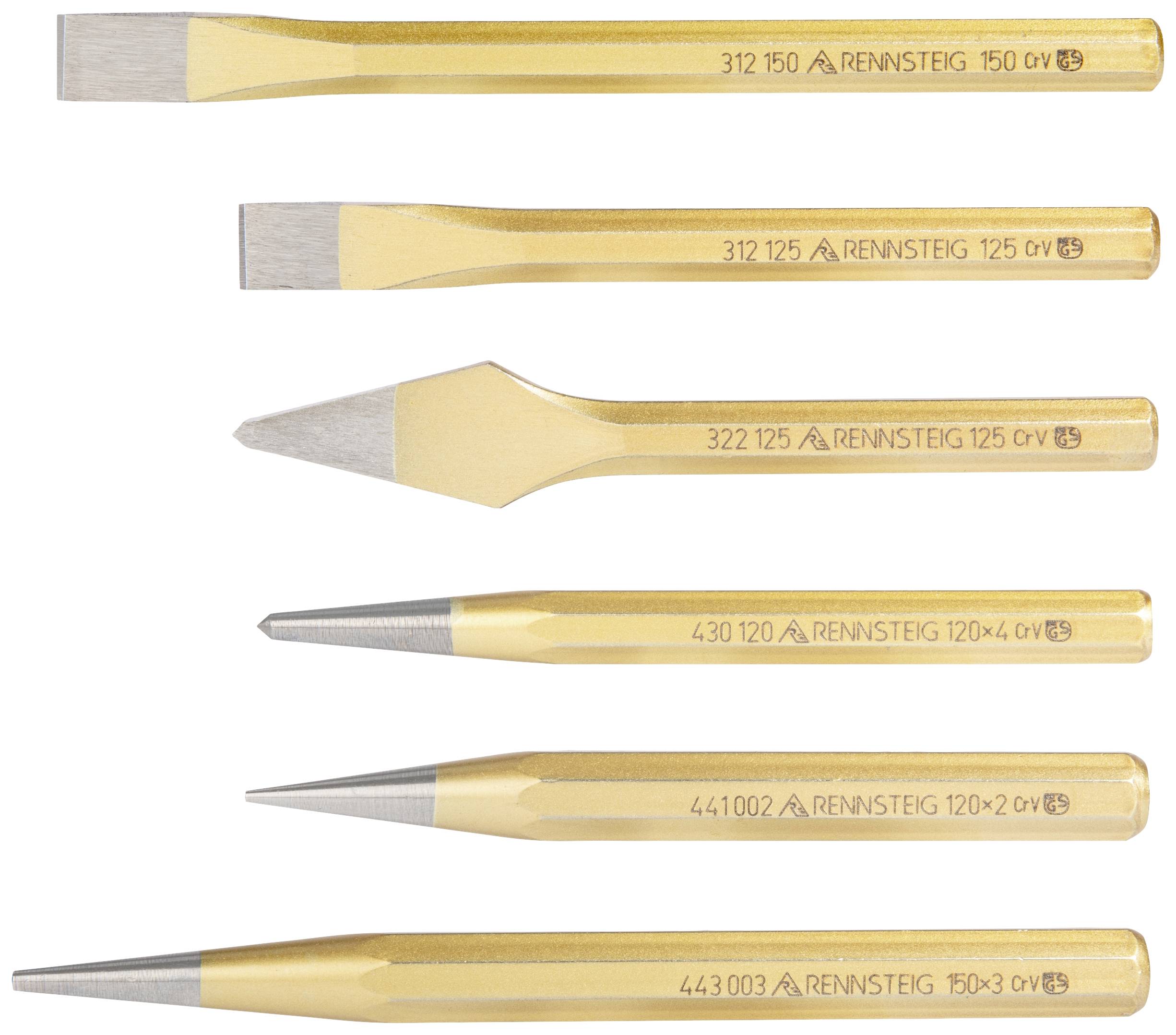 Rennsteig Werkzeuge R421 000 09 Werkzeugsatz im Kunststoffhalter Meißel-Set 6teilig 11mm Achtkantschaft 1 Set