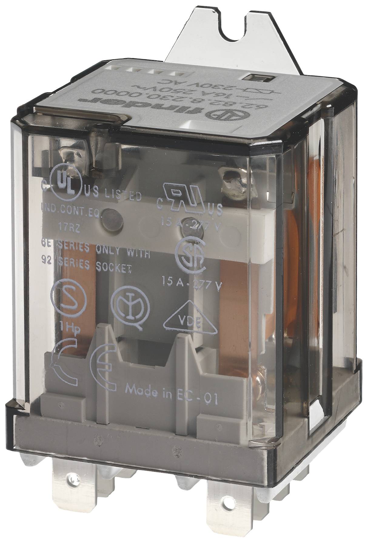 Finder 62.82.9.012.4300 Steckrelais 12 V/DC 16A 2 Schließer