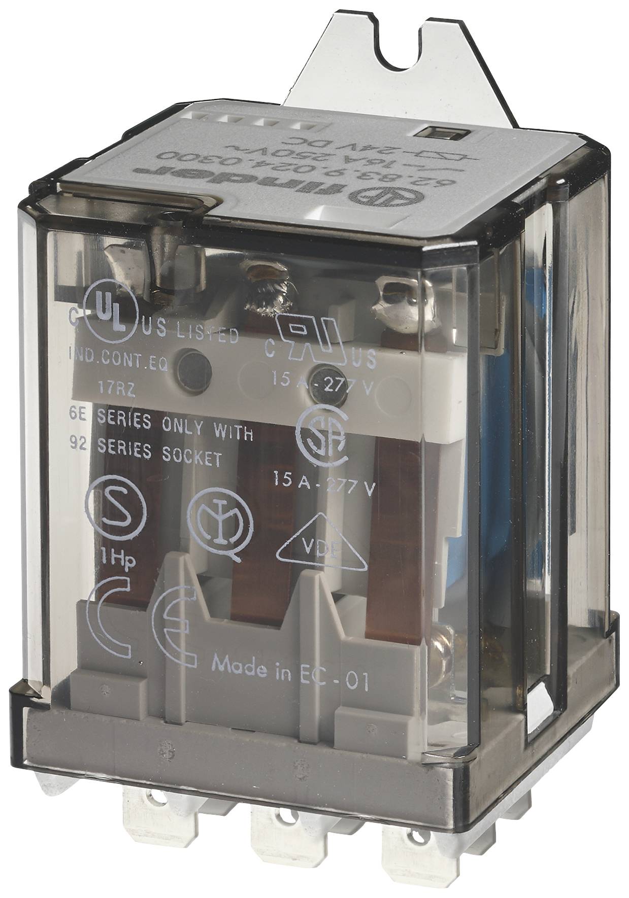 Finder 62.83.9.024.4000 Steckrelais 24 V/DC 16A 3 Wechsler