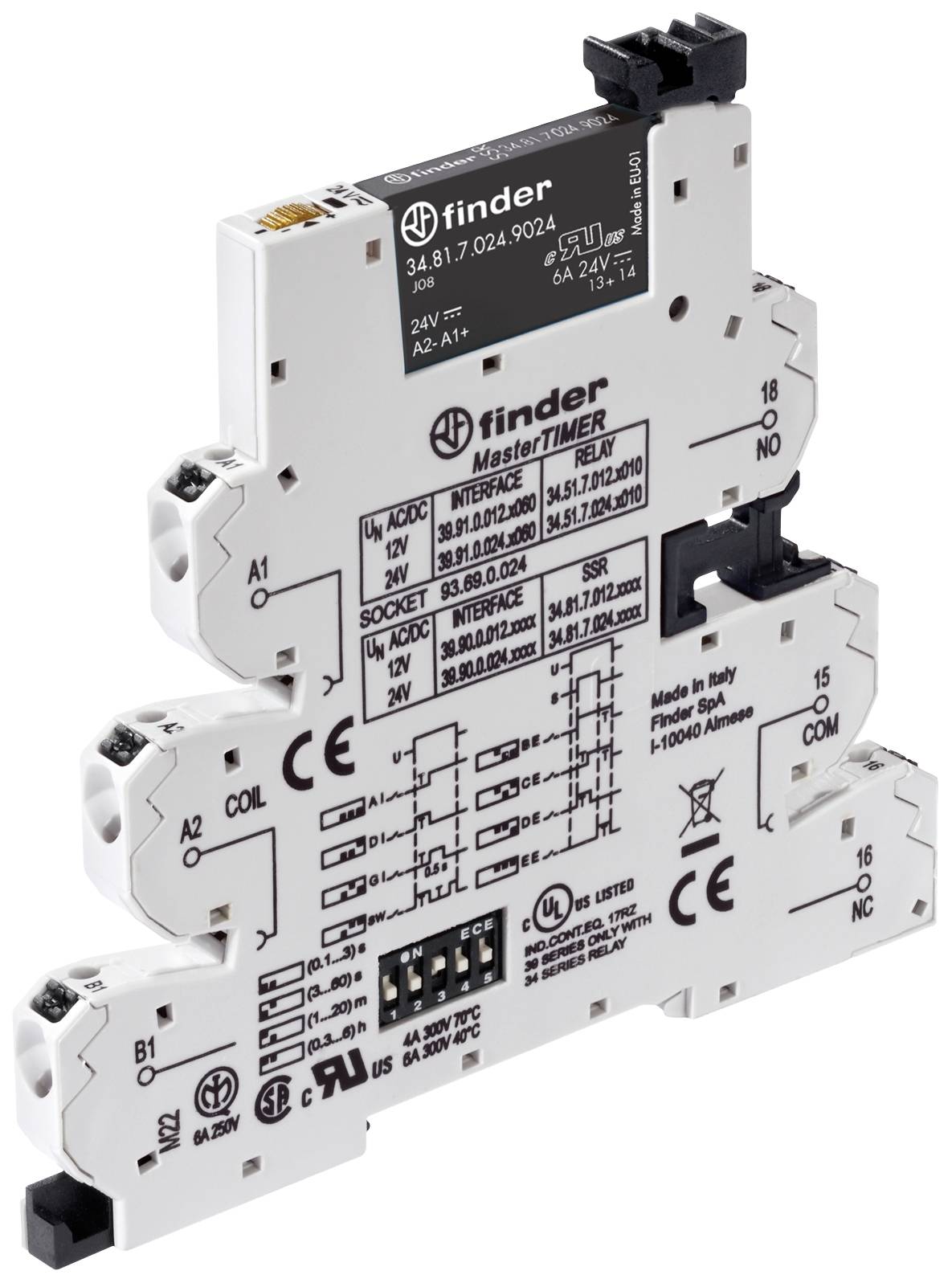 Finder 39.90.0.024.9024 Koppelrelais 24V DC/AC 6A 1 Wechsler