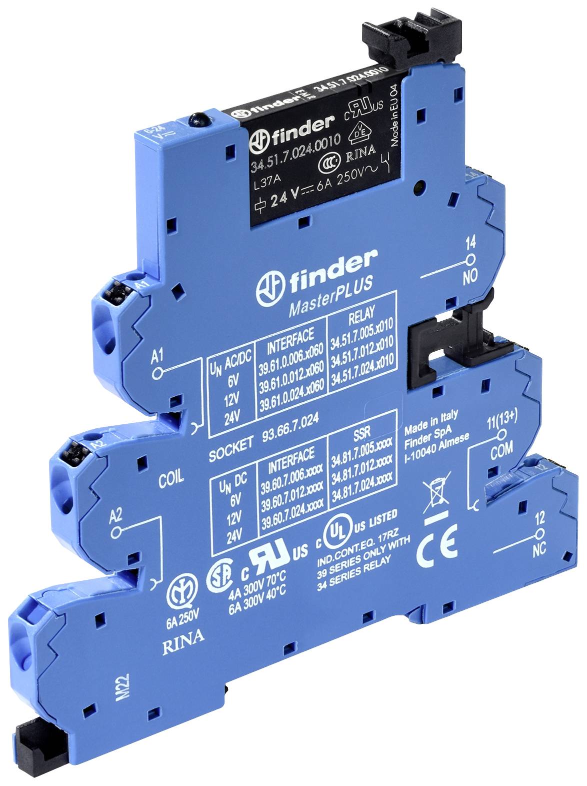 Finder 39.61.0.060.0060 Koppelrelais 60V DC/AC 6A 1 Wechsler