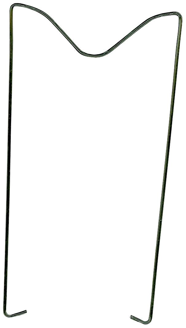 Metallbügel mit gebogenem oberen Teil und zwei langen, geraden Beinen. Verwendet für Stabilität oder Befestigung in handwerklichen Anwendungen.