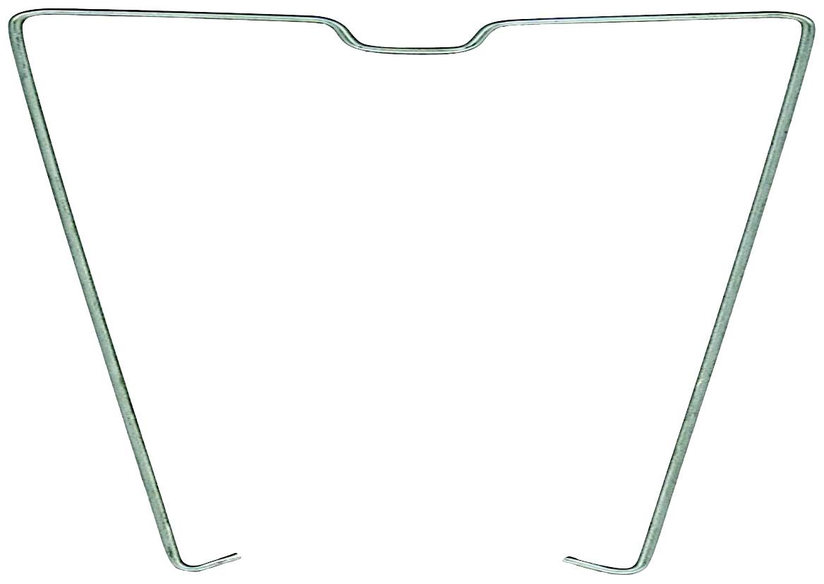 Ein drahtgebogenes Regalhalterung in V-Form zum Einhängen.