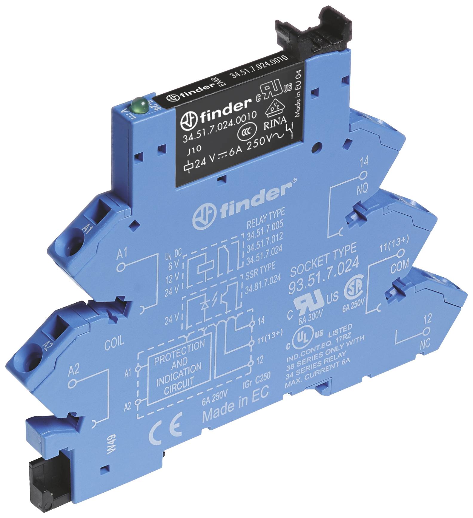 Finder 38.61.8.240.0060 Koppelrelais 230 V/AC 6A 1 Wechsler