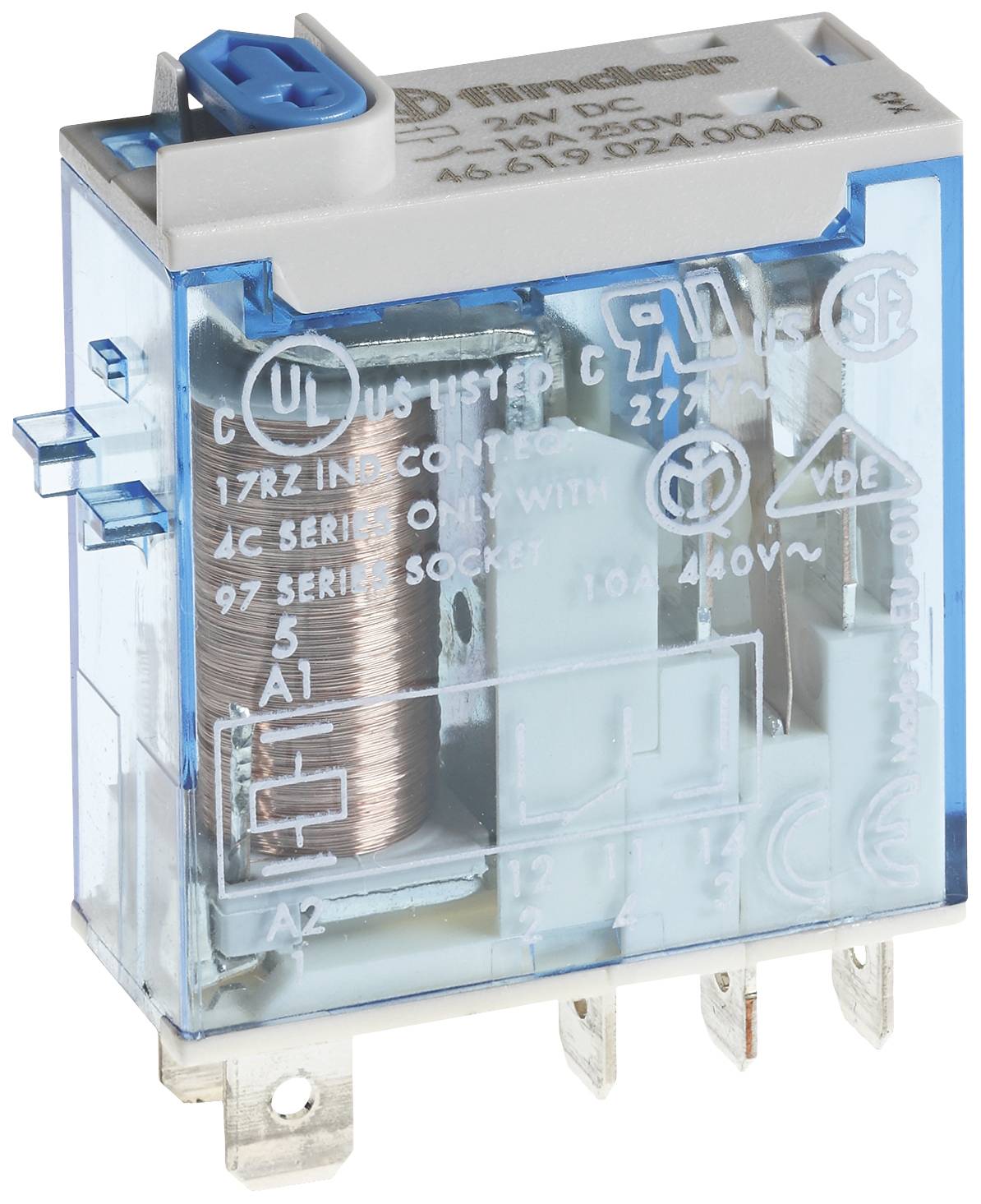 Finder 46.61.9.024.0040 Steckrelais 24 V/DC 16A 1 Wechsler