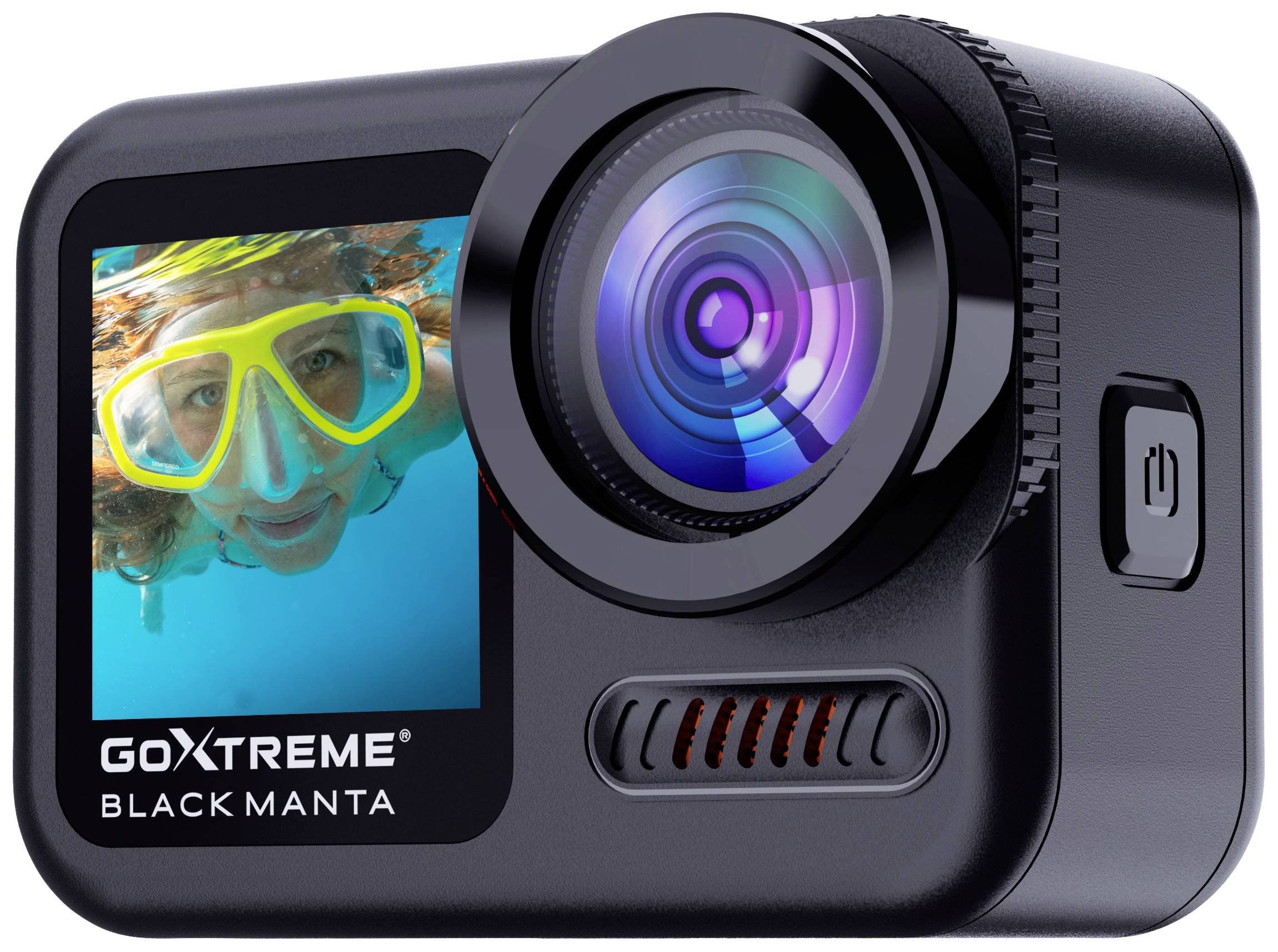 GoXtreme Black Manta 5K Action Cam Touch-Screen, WLAN, Zeitlupe/Zeitraffer, Dual-Display, Wasserfest, 5K, Bildstabilisierung