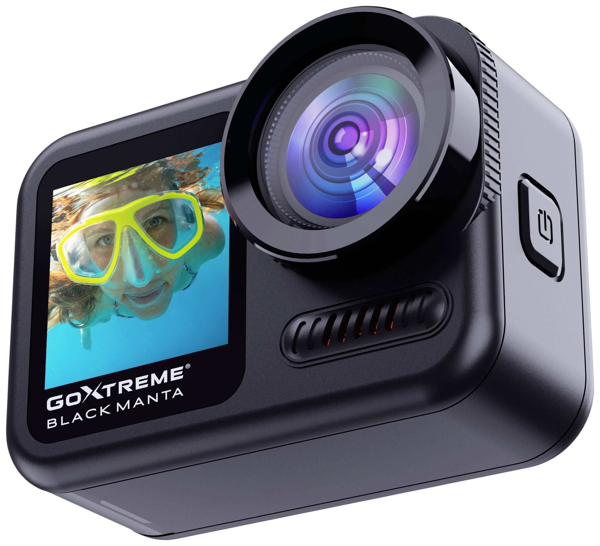 GoXtreme Black Manta 5K Action Cam Touch-Screen, WLAN, Zeitlupe/Zeitraffer, Dual-Display, Wasserfest, 5K, Bildstabilisierung