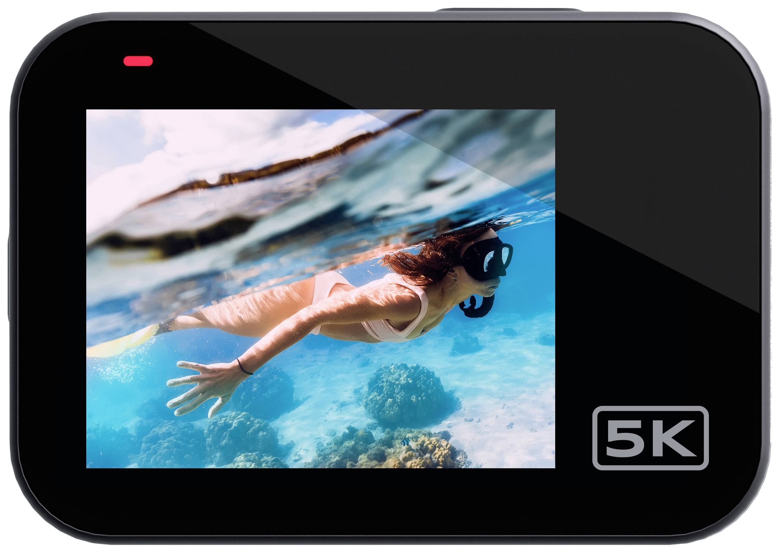 GoXtreme Black Manta 5K Action Cam Touch-Screen, WLAN, Zeitlupe/Zeitraffer, Dual-Display, Wasserfest, 5K, Bildstabilisierung