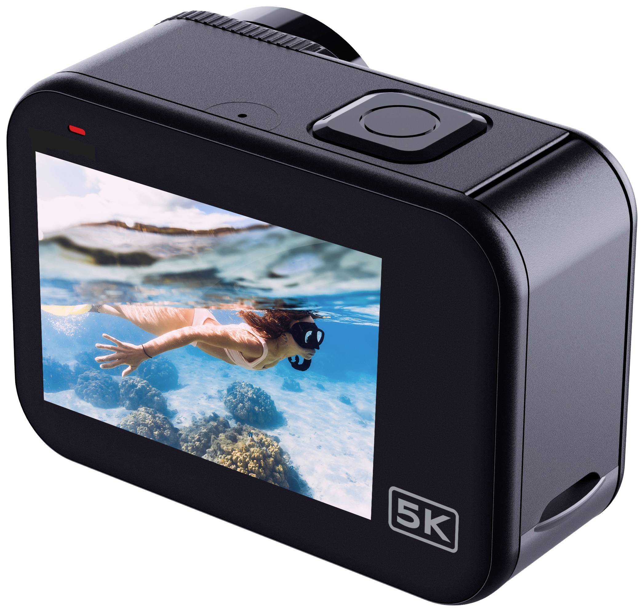 GoXtreme Black Manta 5K Action Cam Touch-Screen, WLAN, Zeitlupe/Zeitraffer, Dual-Display, Wasserfest, 5K, Bildstabilisierung