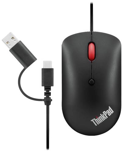 Lenovo ThinkPad Compact Maus Kabelgebunden Optisch Schwarz 4 Tasten 800 dpi, 1600 dpi, 2400 dpi