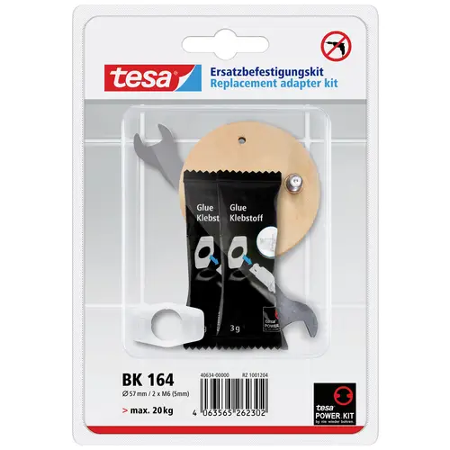 Tesa Power.Kit-Adapter Selbstklebendes Ersatzteil-Set, Metallplatte, Durchmesser 57mm (Ø) 57mm Inhalt: 1St. Tesa Power.Kit-Adapter Selbstklebendes Ersatzteil-Set, Metallplatte, Durchmesser 57mm (Ø) 57mm Inhalt: 1St.