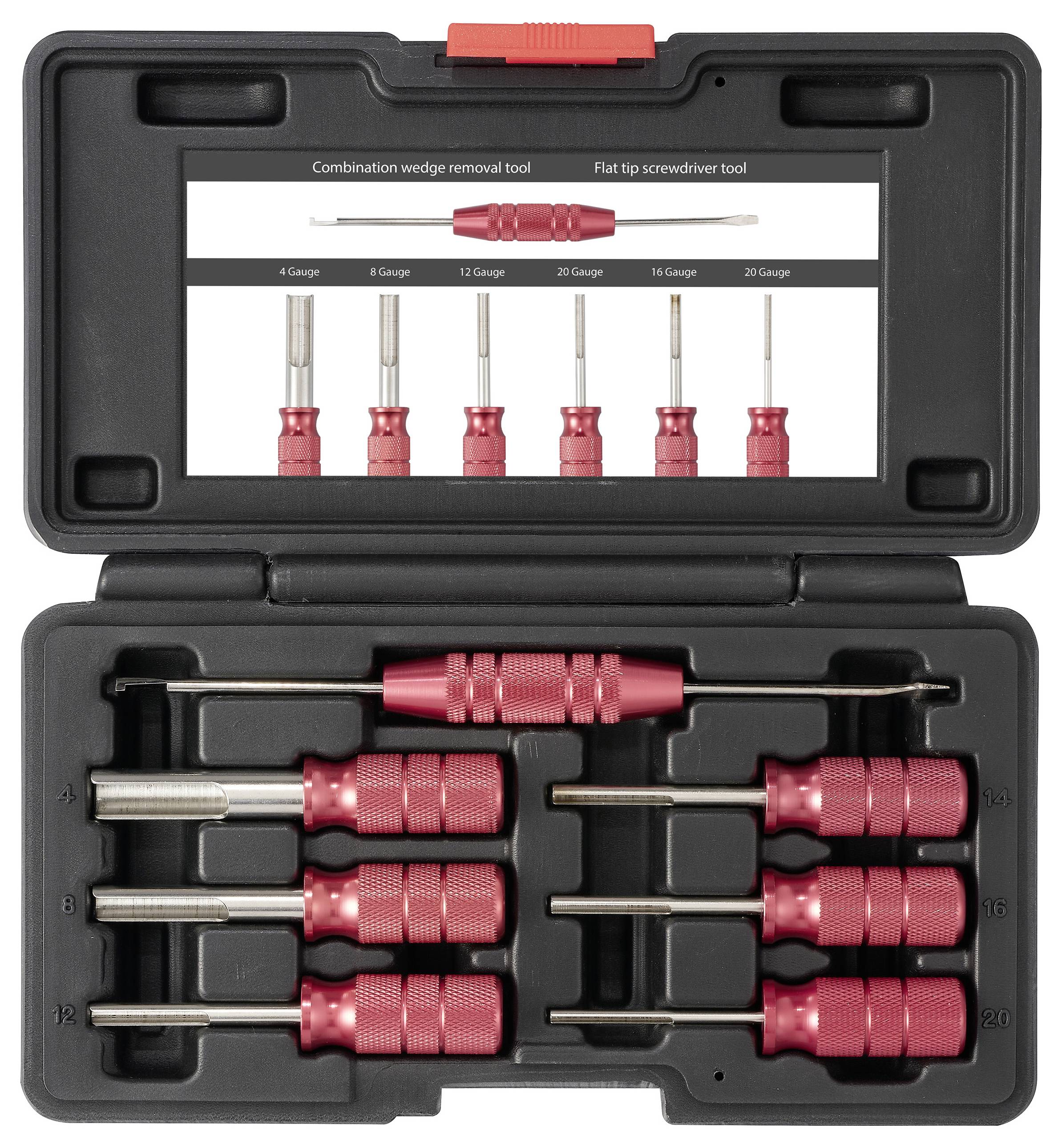 TOOLCRAFT TO-9659463 Entriegelungs Werkzeug-Set Deutsch-Terminal 4 Gauge, 8 Gauge, 12 Gauge, 14 Gauge, 16 Gauge, 20 Gauge