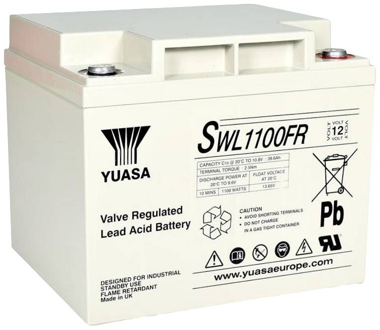 Yuasa SWL1100FR Bleiakku 12V 39.6Ah Blei-Vlies (AGM) (B x H x T) 197 x 170 x 165mm Geringe Selbstentladung