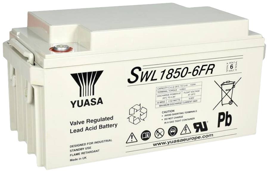 Yuasa SWL1850-6FR Bleiakku 6V 132Ah Blei-Vlies (AGM) (B x H x T) 350 x 174 x 166mm Geringe Selbstentladung
