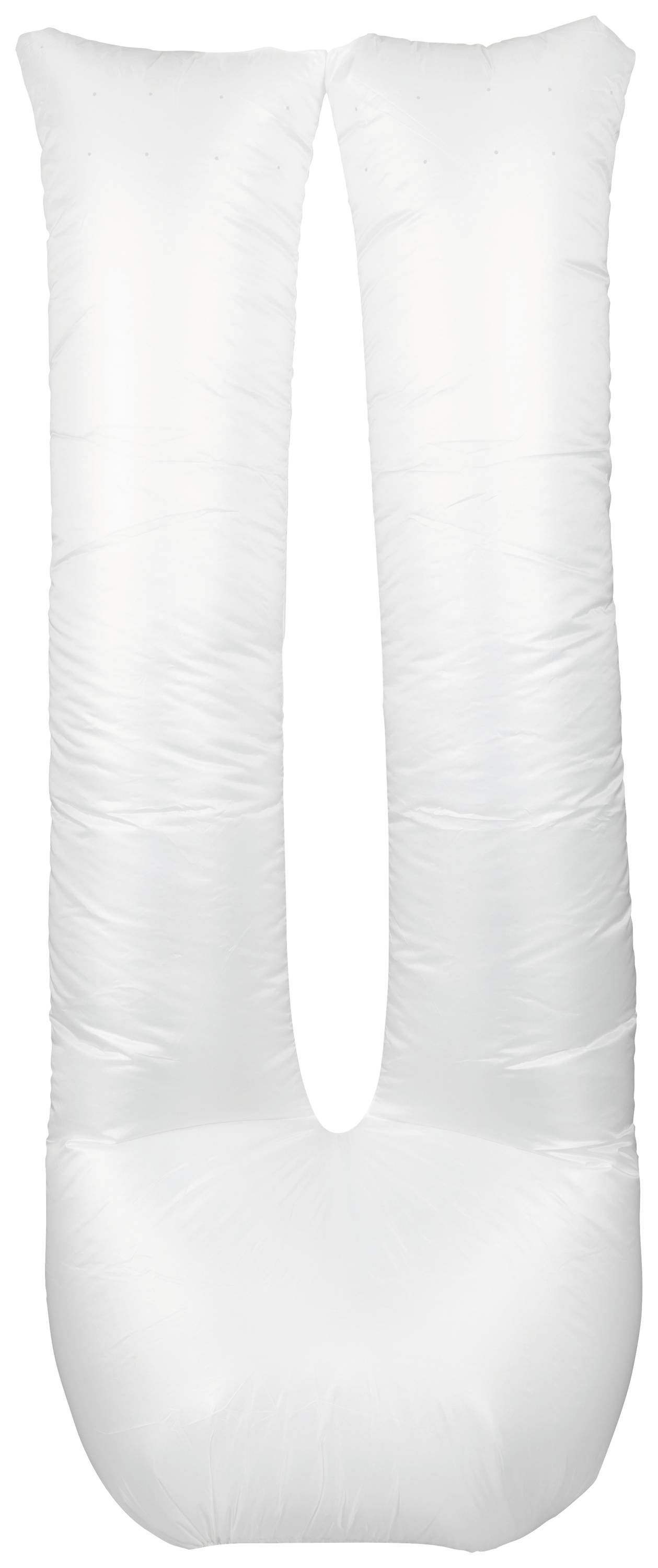 Ein langer, weißer, aufblasbarer Verpackungsbeutel in U-Form, der zum Schutz von Gegenständen während des Transports verwendet wird.