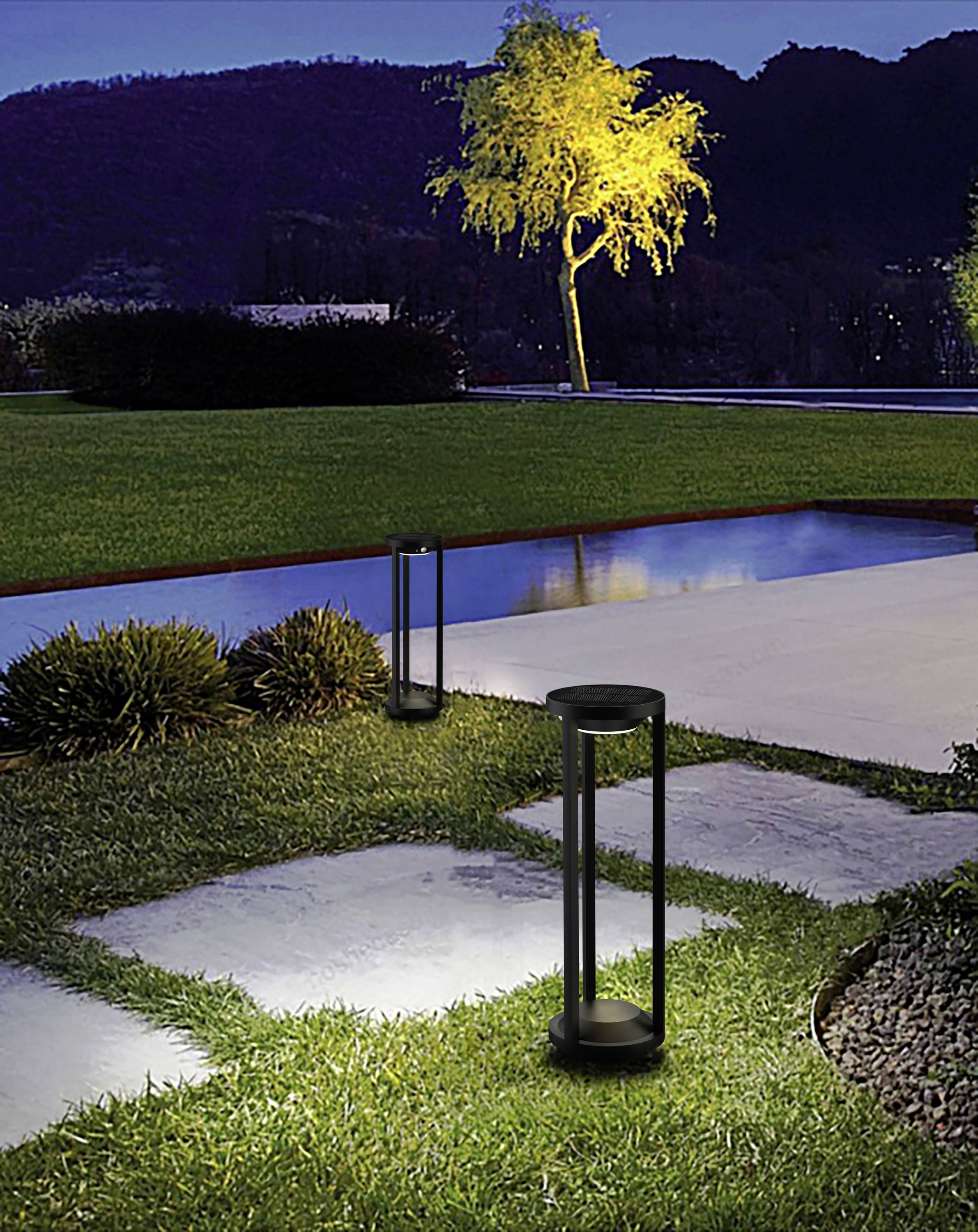 Heitronic VO-501401 PILASTRO Solar-Außenstandleuchte mit Bewegungsmelder LED 2W Anthrazit