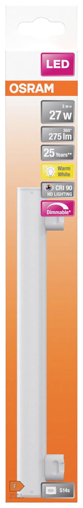 OSRAM HOMELIGHTING 4099854232831 LED EEK F (A - G) S14s Stabform 3W = 27W Warmweiß (Ø x H) 29mm x 29mm 1St.