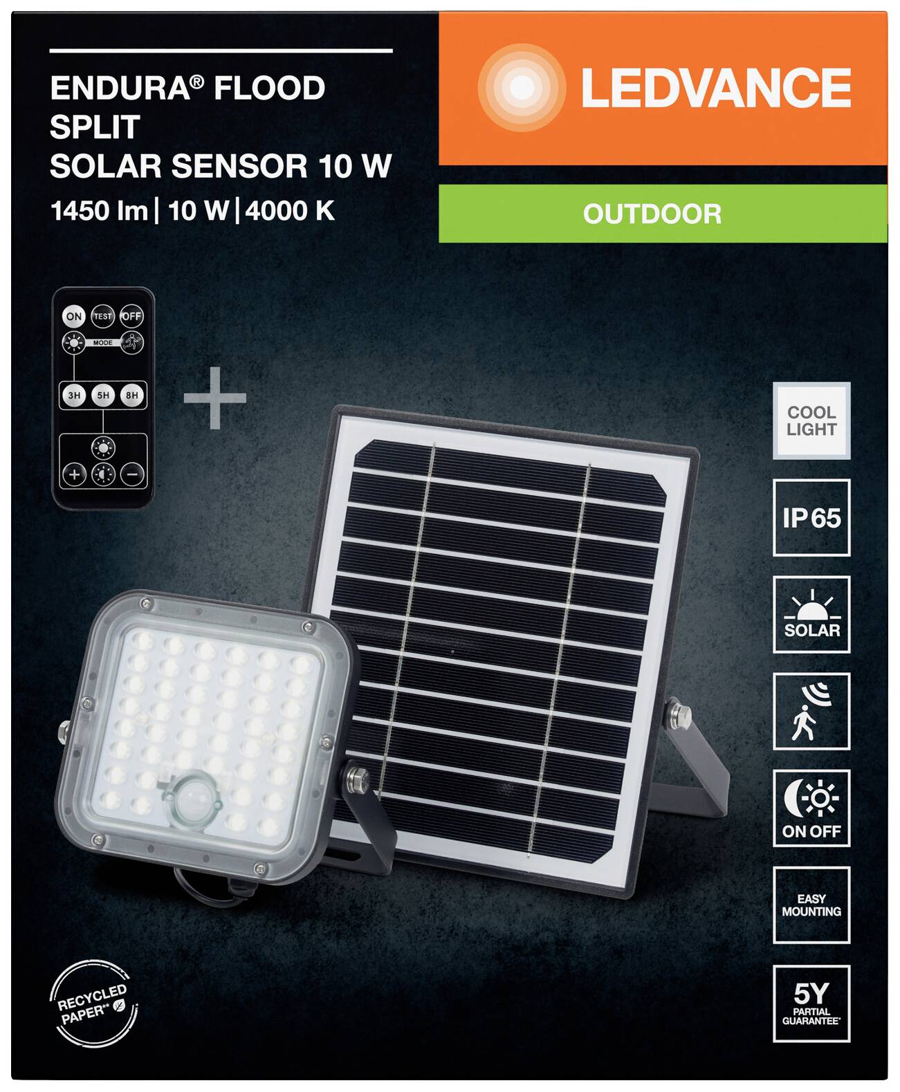 LEDVANCE Endura Split 4099854276675 LED-Flutlichtstrahler, Solarmodul 10 W Leuchtfarben: Neutralweiß