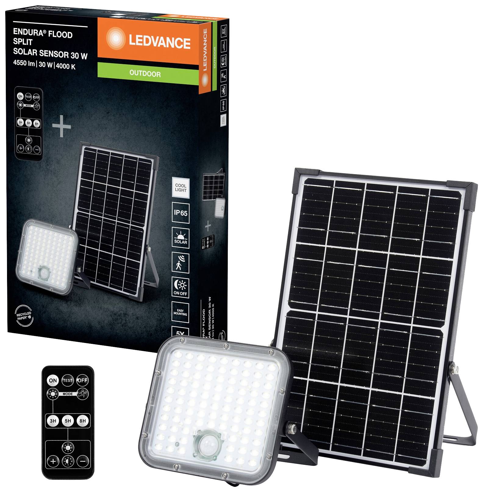 LEDVANCE Endura Split 4099854276699 LED-Flutlichtstrahler, Solar-Spot 30 W Leuchtfarben: Neutralweiß