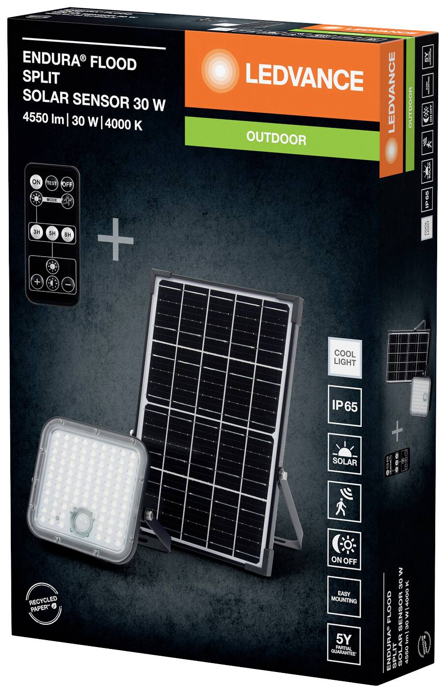 LEDVANCE Endura Split 4099854276699 LED-Flutlichtstrahler, Solar-Spot 30 W Leuchtfarben: Neutralweiß