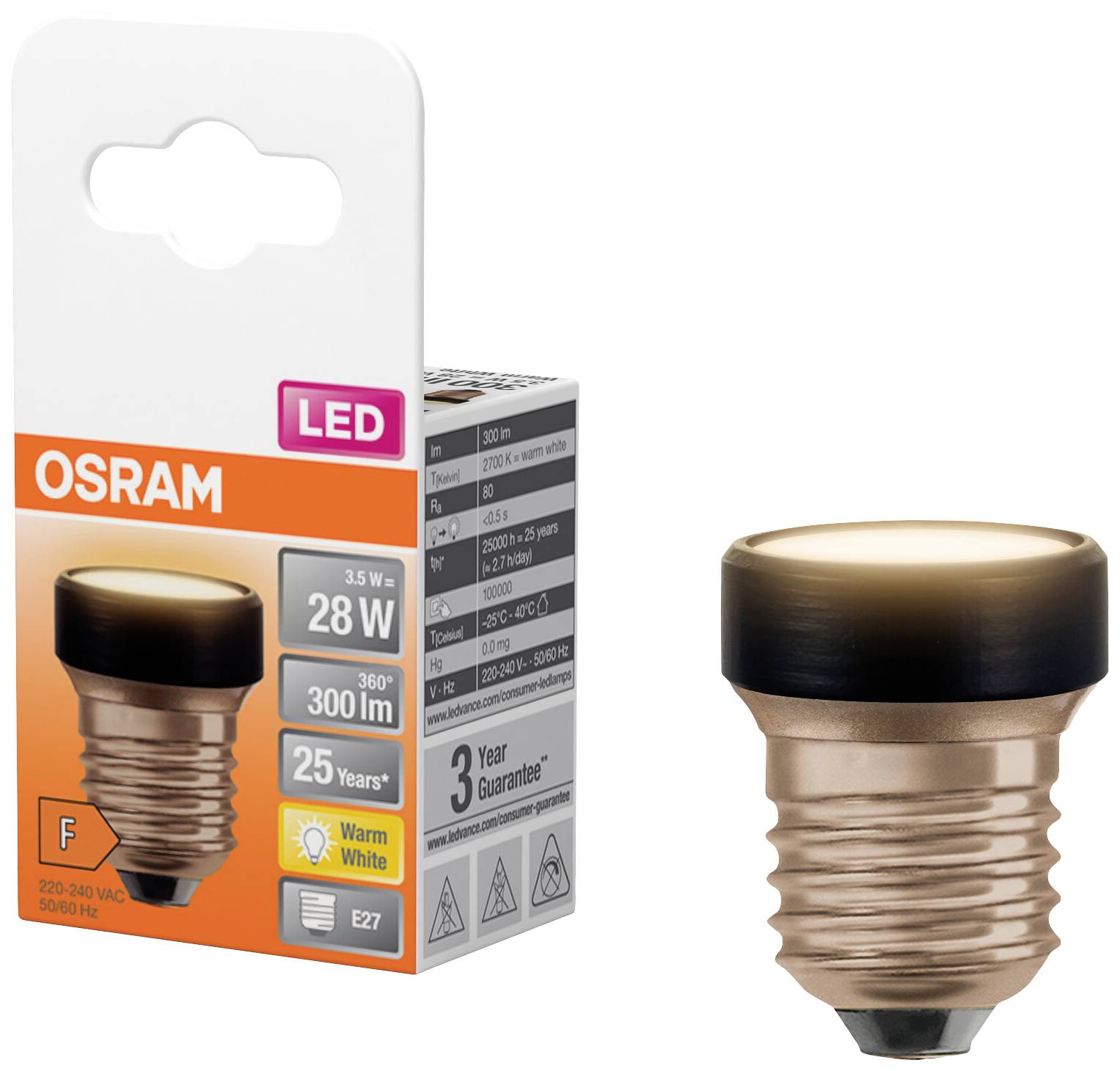 OSRAM HOMELIGHTING 4058075839960 LED EEK F (A - G) E27 3.5W = 28W Warmweiß (Ø x H) 35mm x 35mm 1St.